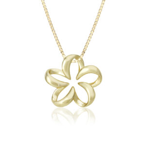 Plumeria Contour Pendant 18mm - 14K Rose Gold Hawaiian Jewelry