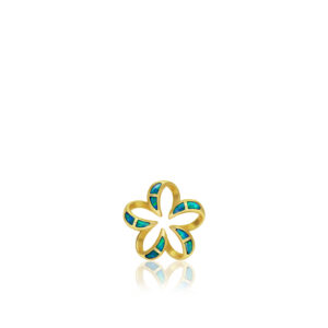Plumeria Contour Blue Opal Pendant 13mm
