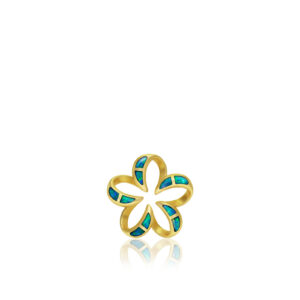 Plumeria Contour Blue Opal Pendant 15mm