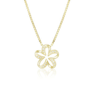 Plumeria Contour Diamond Pendant 0.05ct - 14K Rose Gold Hawaiian Jewelry