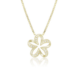Plumeria Contour Diamond Pendant 0.08ct - 14K Rose Gold Hawaiian Jewelry