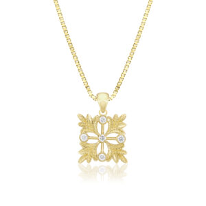 Diamond Hawaiian Quilt Pendant - 11th Year Anniversary Hawaiian Jewelry