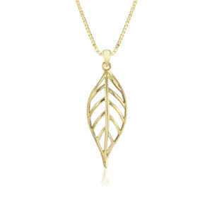 Maile Leaf Pendant 29mm - 14K Yellow Gold Hawaiian Jewelry