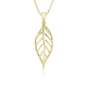 Maile Leaf Pendant 39mm - 14K Yellow Gold Hawaiian Jewelry