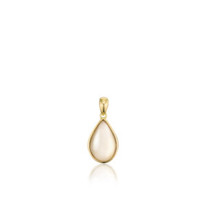 White Mother of Pearl Teardrop Pendant 14K Gold