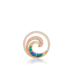 Deluxe Blue Opal Lustrous Diamond Wave Pendant 15mm