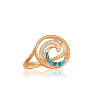 Blue Opal Lustrous Diamond Wave Ring