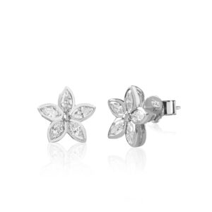 Silver Kaimana Plumeria Earrings 1.80ct - Award Winning Designs Hawaiian Jewelry