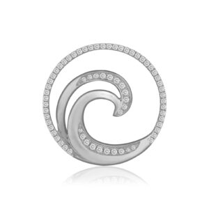 Deluxe Lustrous Diamond Wave Pendant 24mm