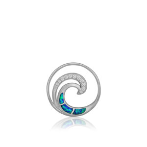 Blue Opal Lustrous Diamond Wave Pendant 15mm