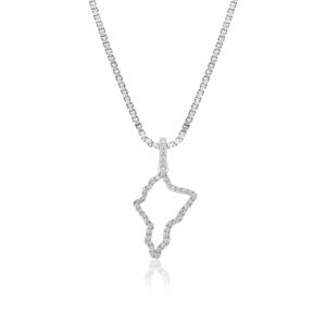 Diamond Oahu Pendant White Gold - 14K White Gold Hawaiian Jewelry