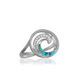 Blue Opal Lustrous Diamond Wave Ring