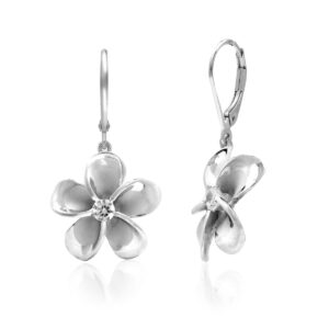 Queen Plumeria Silver Leverbacks - Clearance Hawaiian Jewelry