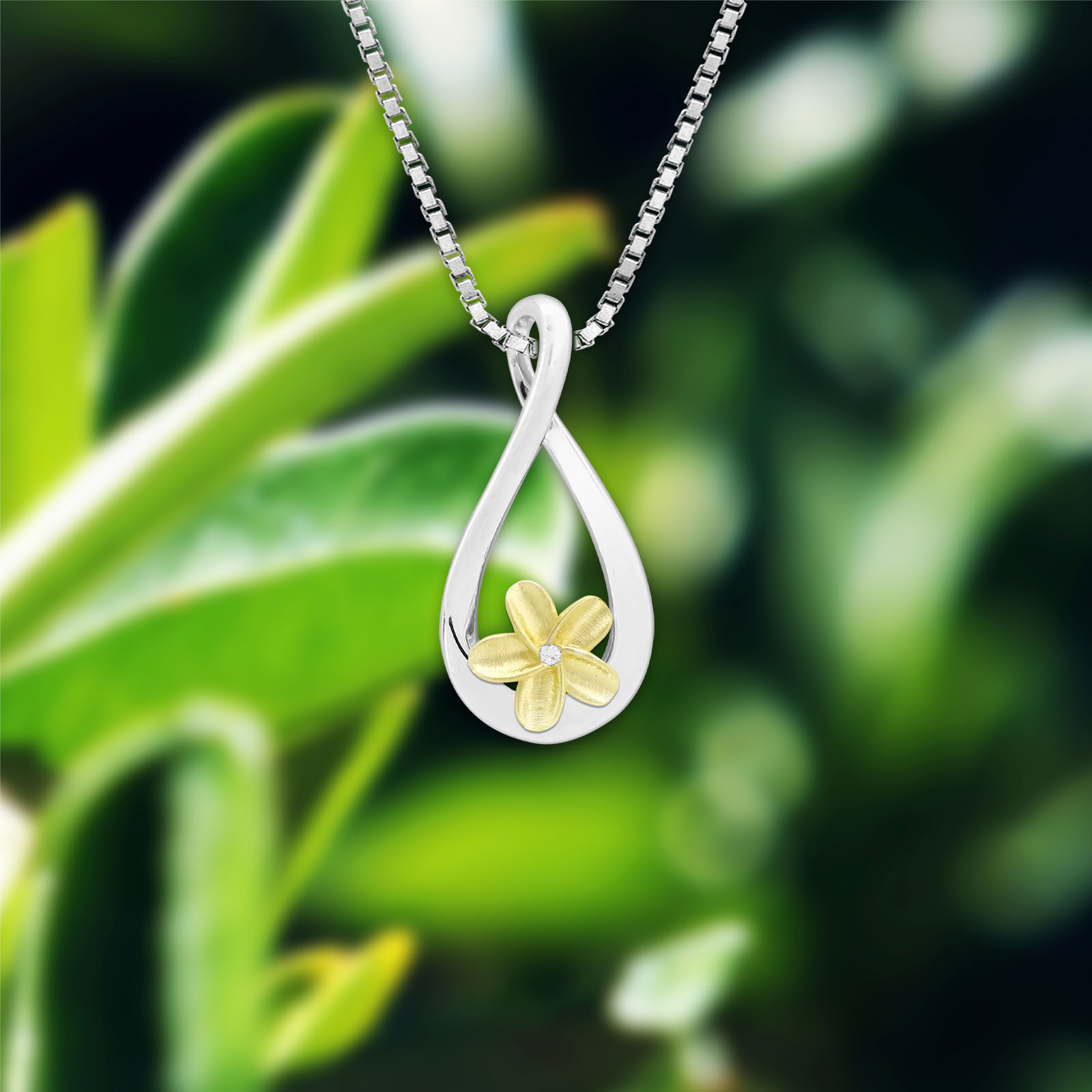 Plumeria Infinity Diamond Pendant - Image 2
