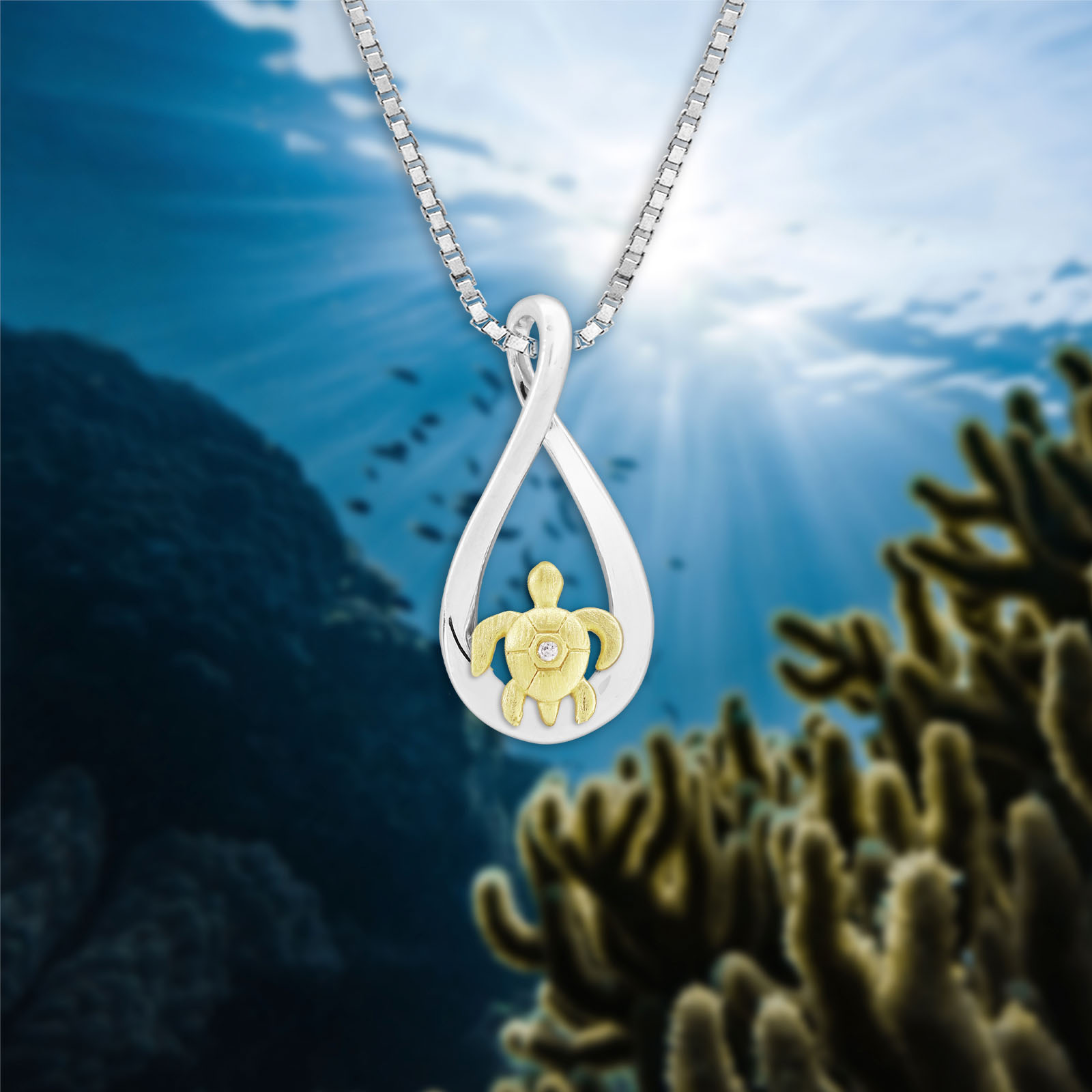 Honu Infinity Pendant with Diamond - Image 2