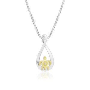 Honu Infinity Pendant with Diamond - 14K Yellow Gold Hawaiian Jewelry