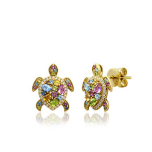 Turtle Earrings with Semi Precious Stones