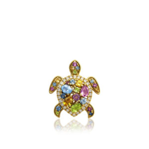 Turtle Pendant with Diamonds and Semi Precious Stones