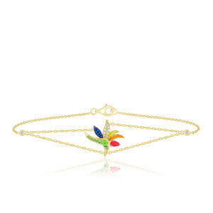 Bird of Paradise Gemstone Bracelet - 14K Yellow Gold Hawaiian Jewelry