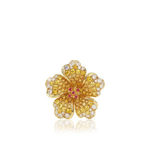 Ombre Hibiscus Pendant 14K Gold 21mm