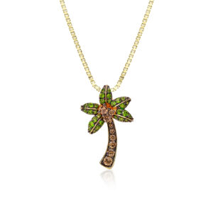 Koa Diamonds® Gold Coconut Palm Tree Pendant - 14K Yellow Gold Hawaiian Jewelry