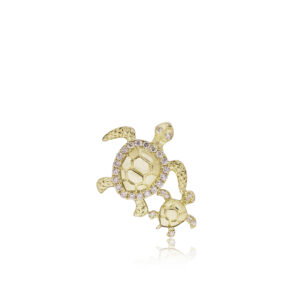 Mother and Baby Diamond Turtle Pendant