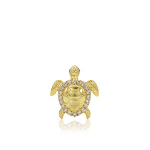 Large Gold Turtle Diamond Outline Pendant