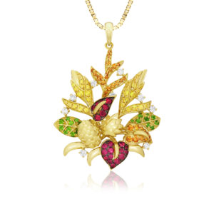 Hawaiian Bouquet Pendant - 14K Yellow Gold Hawaiian Jewelry