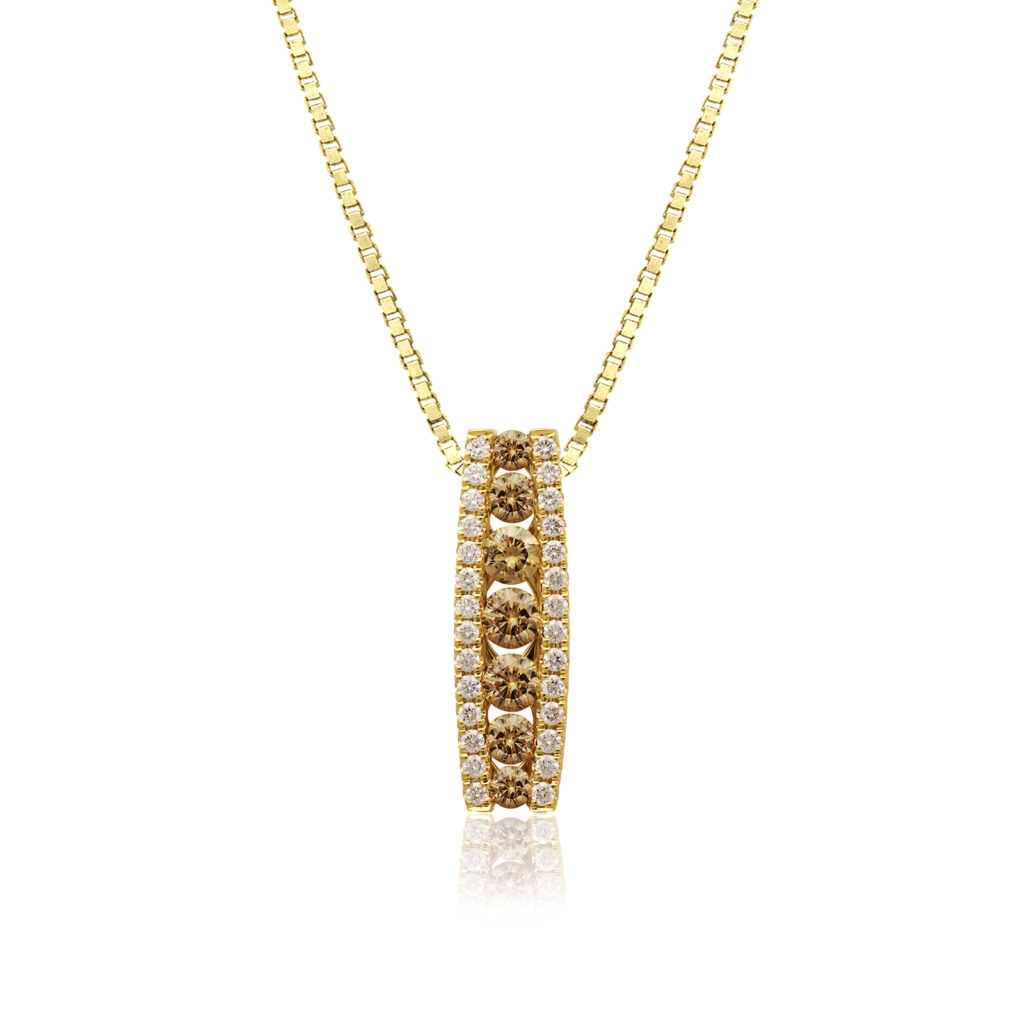 Koa Diamonds®3-Row Gold Pendant - 14K Rose Gold Hawaiian Jewelry