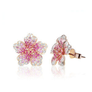 Ombre Hibiscus Earrings 15mm - 14K Rose Gold Hawaiian Jewelry