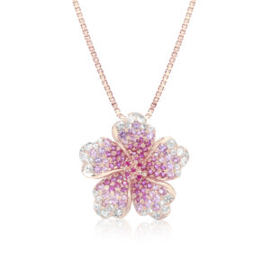 Ombre Hibiscus Pendant 21mm - 14K Yellow Gold Hawaiian Jewelry