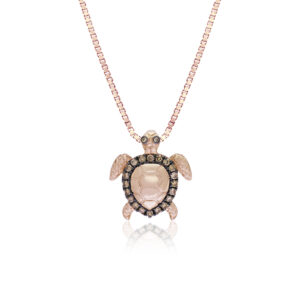 Rose Gold Turtle Koa Diamond® Outline Pendant - 14K Rose Gold Hawaiian Jewelry