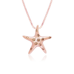Large Rose Gold Koa Diamond® Starfish Pendant - 14K Rose Gold Hawaiian Jewelry