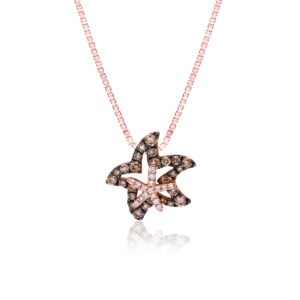 Rose Gold Koa Diamond® Outline Mother and Baby Starfish Pendant - 14K Rose Gold Hawaiian Jewelry
