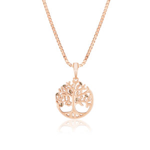 Rose Gold Koa Tree Pendant with Koa Diamond - 14K Rose Gold Hawaiian Jewelry