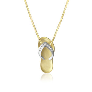 Two Tone Slipper Pendant with Diamonds - Costco Hawaiian Jewelry