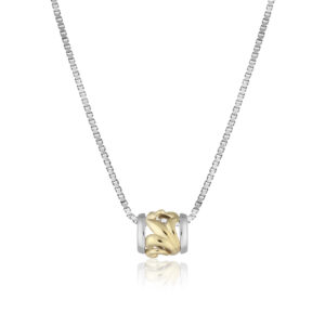 Two Tone Plumeria Scroll Barrel Pendant 8mm - Classic Hawaiian Hawaiian Jewelry