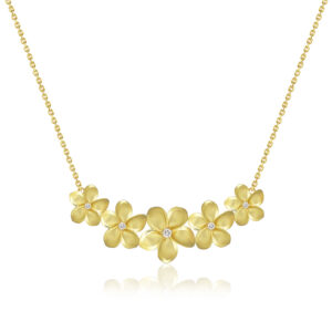 Five-Plumeria Diamond Necklace with Cable Chain