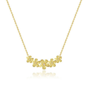 Small Five Plumeria Diamond Necklace with Cable Chain