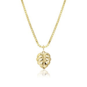 Gold Monstera Leaf Charm - 14K Yellow Gold Hawaiian Jewelry
