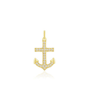 Diamond Anchor Pendant - 14K Yellow Gold Hawaiian Jewelry