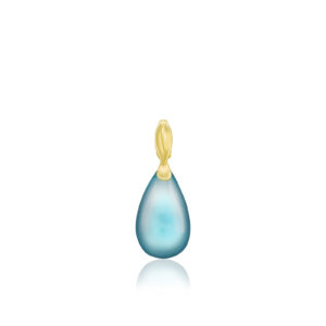 Topaz Waterdrop Pendant with Maile Leaf - 14K White Gold Hawaiian Jewelry