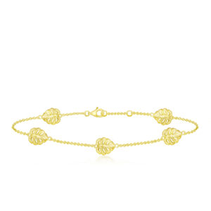 Monstera Link Cable Bracelet - 14K Yellow Gold Hawaiian Jewelry