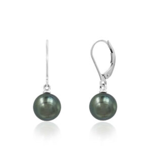 Tahitian Black Pearl Leverback Earrings 10mm