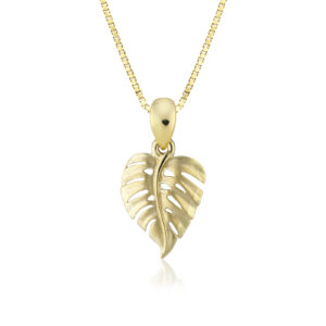 20mm Monstera Vine Pendant in Yellow Gold - 14K Yellow Gold Hawaiian Jewelry