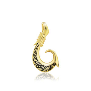 Tribal Hook Pendant - 14K Yellow Gold Hawaiian Jewelry