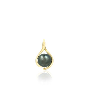 Gold Tahitian Black Pearl Paʻa Pendant
