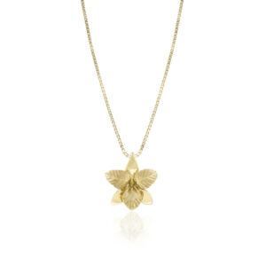 Gold Orchid Pendant - 14K Yellow Gold Hawaiian Jewelry