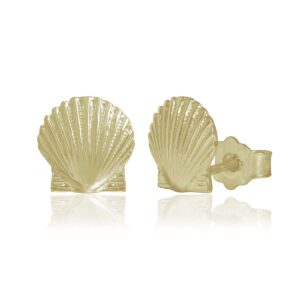 Seashell Stud Earrings - 14K Yellow Gold Hawaiian Jewelry