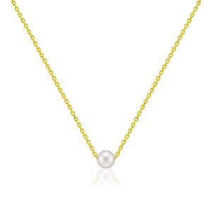 4.5mm White Freshwater Pearl Pendant with 13″ Adjustable Cable Chain - 14K White Gold Hawaiian Jewelry